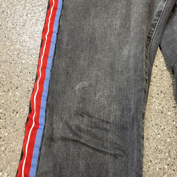 BDG Super Skinny Acid Wash Blue Red Stripe Jeans Women's Size 32 Funky Sport - Picture 3 of 13